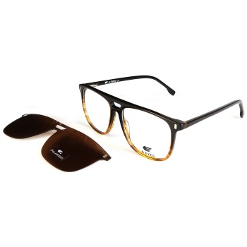 Occhiali da Vista Rettangolari con Clip Neri da Uomo - FE-CA701 | Foureyes Collection