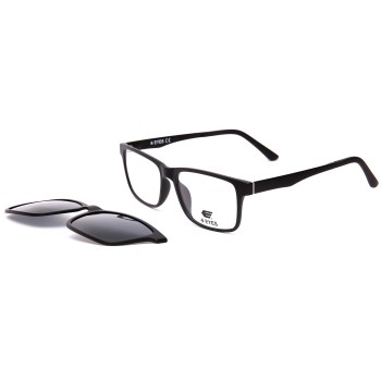 Occhiali da Vista Rettangolari con Clip Neri da Uomo - FE-CU302 | Foureyes Collection