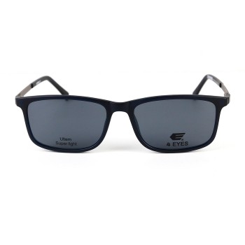 Occhiali da Vista Rettangolari con Clip Neri da Uomo - FE-CU303 | Foureyes Collection