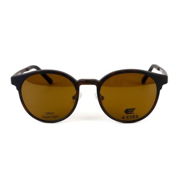 Occhiali da Vista Tondi con Clip Neri da Uomo - FE-CU304 | Foureyes Collection