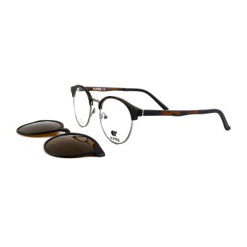 Occhiali da Vista Tondi con Clip Neri da Uomo - FE-CU304 | Foureyes Collection
