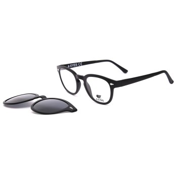 Occhiali da Vista Tondi con Clip Neri da Uomo - FE-CU306 | Foureyes Collection