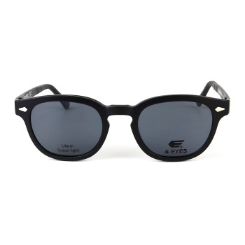 Occhiali da Vista Tondi con Clip Neri da Uomo - FE-CU306 | Foureyes Collection