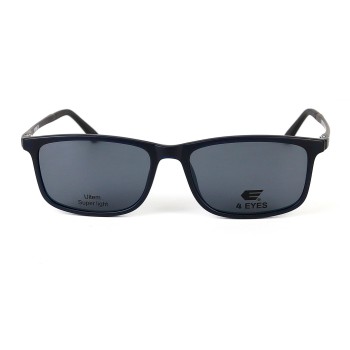 Occhiali da Vista Rettangolari con Clip Neri da Uomo - FE-CU307 | Foureyes Collection