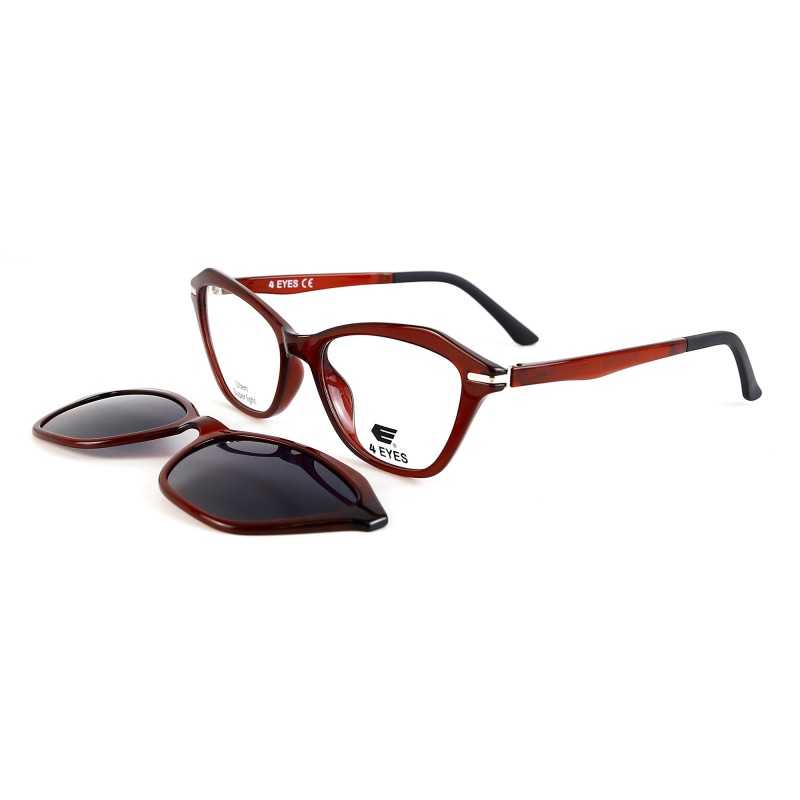 Occhiali da Vista a Gatto con Clip Rossi da Donna - FE-CU308 | Foureyes Collection