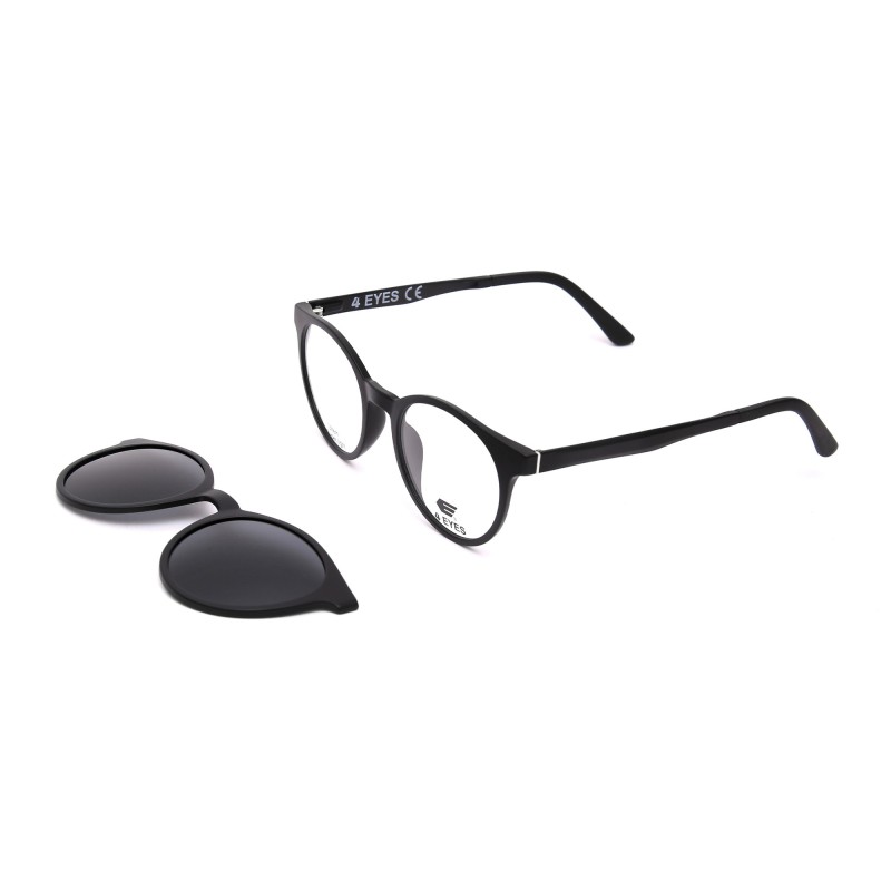 Occhiali da Vista Tondi con Clip Neri da Uomo - FE-CU309 | Foureyes Collection